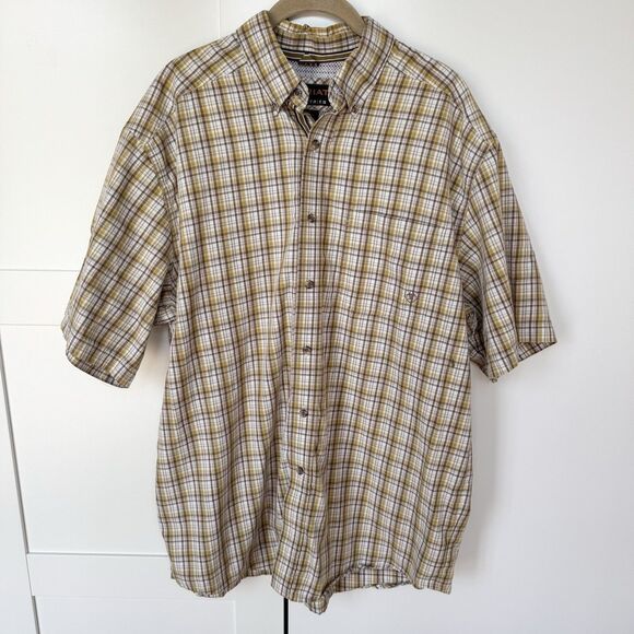 Ariat Other - Ariat Men’s Pro Series Short Sleeve Button Down Large. Yellow/Brown. Western.